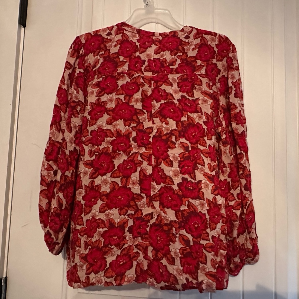 GAP Red Puff Sleeve Boxy Blouse